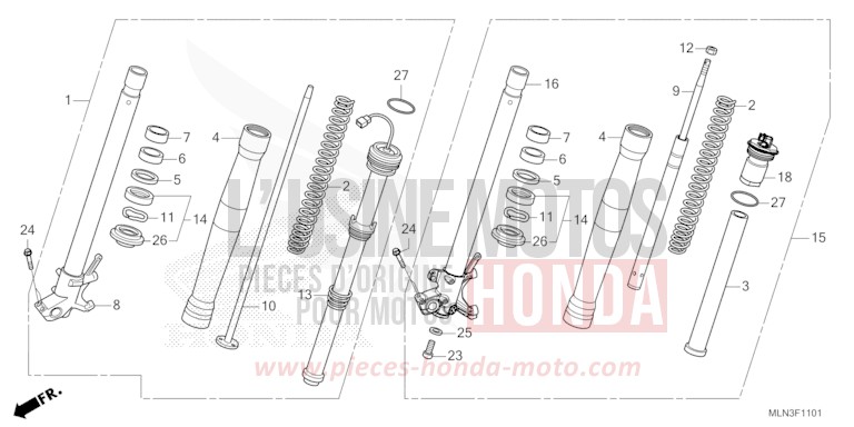 GABEL, VORNE (2) von Africa Twin Mechanik MAT BALLISTIC BLACK METALLIC (NHA86) von 2024